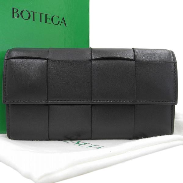 Bottega Veneta Maxi Intrecciato Flap Wallet Leather Long Wallet 651387 in Good condition
