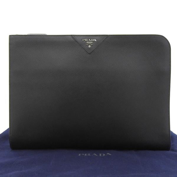 Prada null Leather Clutch Bag 2VN003  in  Condition