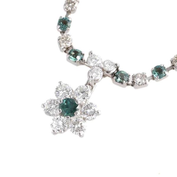 Flower Motif Necklace with Alexandrite and Diamond in K18 White Gold - Pt900 Platinum, 0.18ct Alexandrite, 1.60ct Mere Alexandrite, 0.75ct Mere Diamond in Excellent Condition