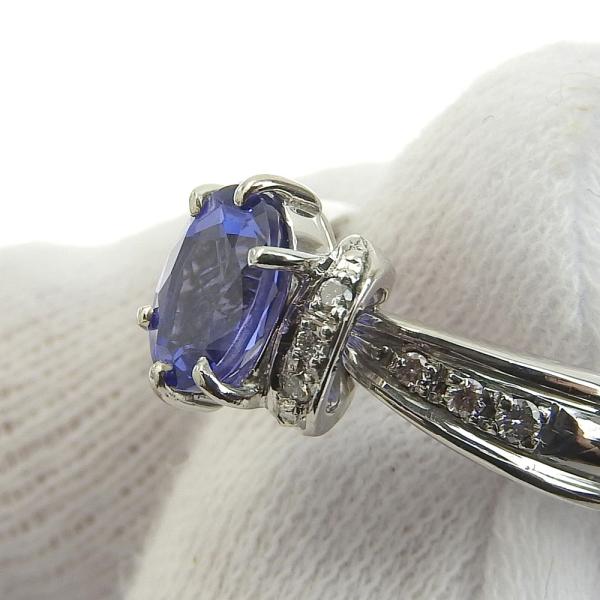 Natural Tanzanite Ring, Pt900, Tanzanite1.49ct, Pave Diamond 0.137ct, Size 12, Platinum, For Women, Pre-owned in Excellent Condition