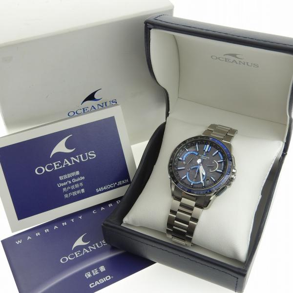 Casio Men's Oceanus Solar Radio Silver Titanium Wristwatch with Chronograph Features in Great Condition