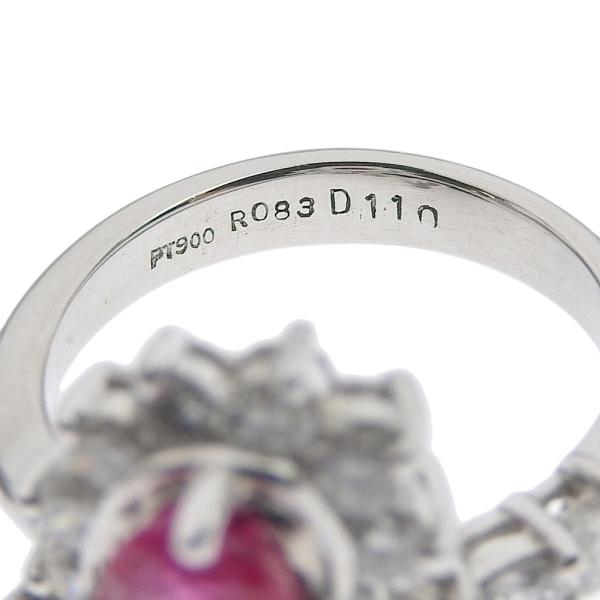 Platinum (Pt900) Ruby and 1.10ct Melee Diamond Ring - Ring Size 9.5 for Women