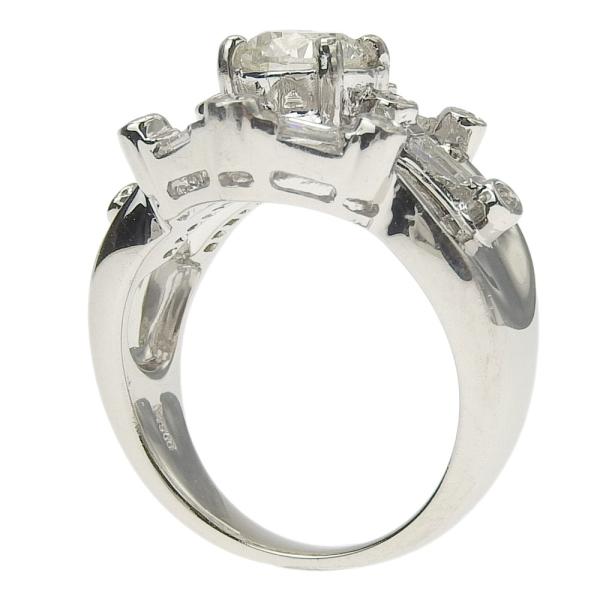Pt900 Platinum, 1.112ct K-VS2-GD Diamond, Accent Diamonds 1.80ct, Ring size 14 for Ladies, Silver-toned, Pre-owned
