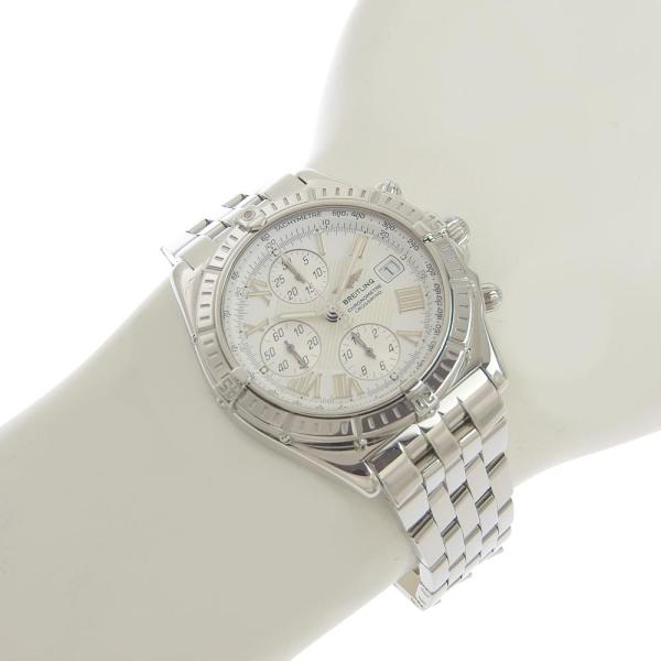 BREITLING Crosswind Chronograph Men's Automatic Watch with White Dial and Date, Model A13355, in Stainless Steel in Excellent Condition