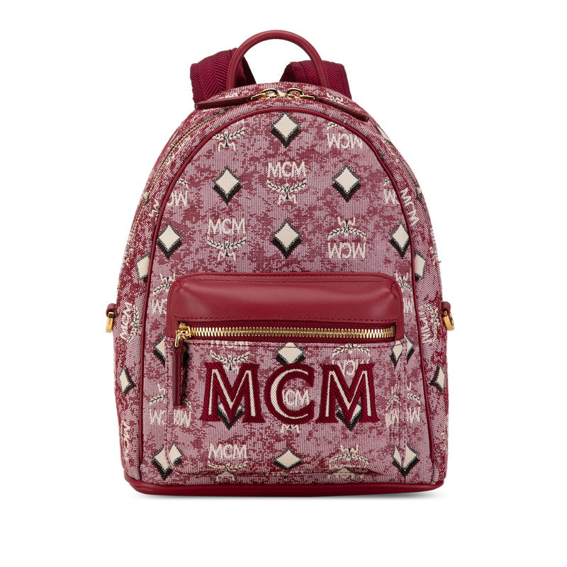 MCM Stark Vintage Jacquard Fabric Leather Backpack