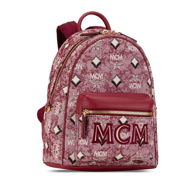 MCM Stark Vintage Jacquard Fabric Leather Backpack