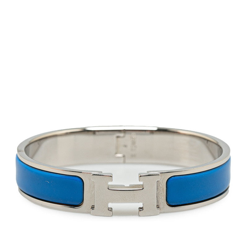 Hermes Click Clack H PM Bracelet Silver Blue Metal in Very Good Condition