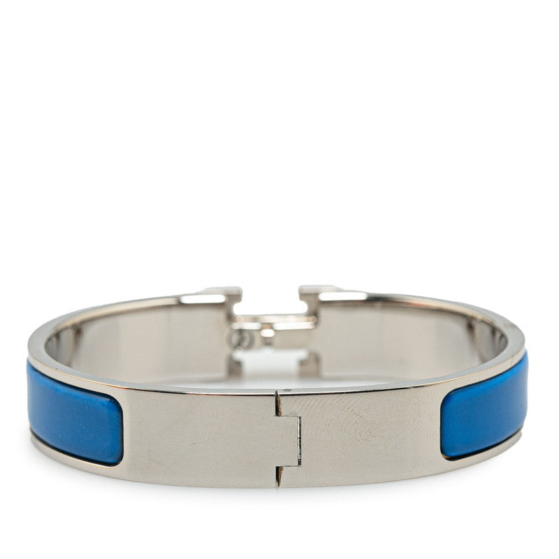 Hermes Click Clack H PM Bracelet Silver Blue Metal in Very Good Condition