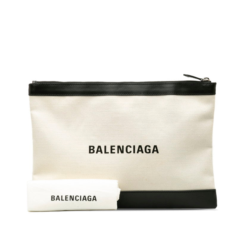 Balenciaga Canvas Leather Clutch Bag 373840 in Great Condition