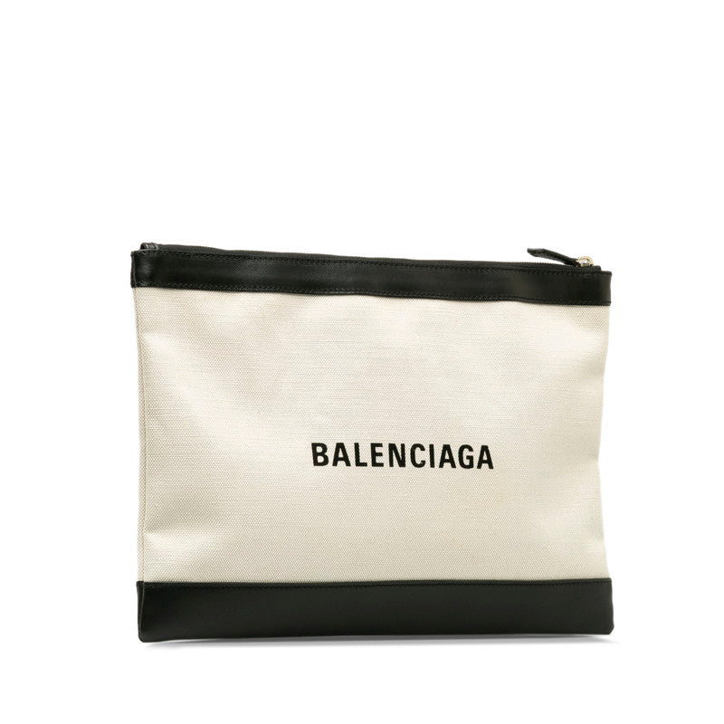 Balenciaga Canvas Leather Clutch Bag 373840 in Great Condition