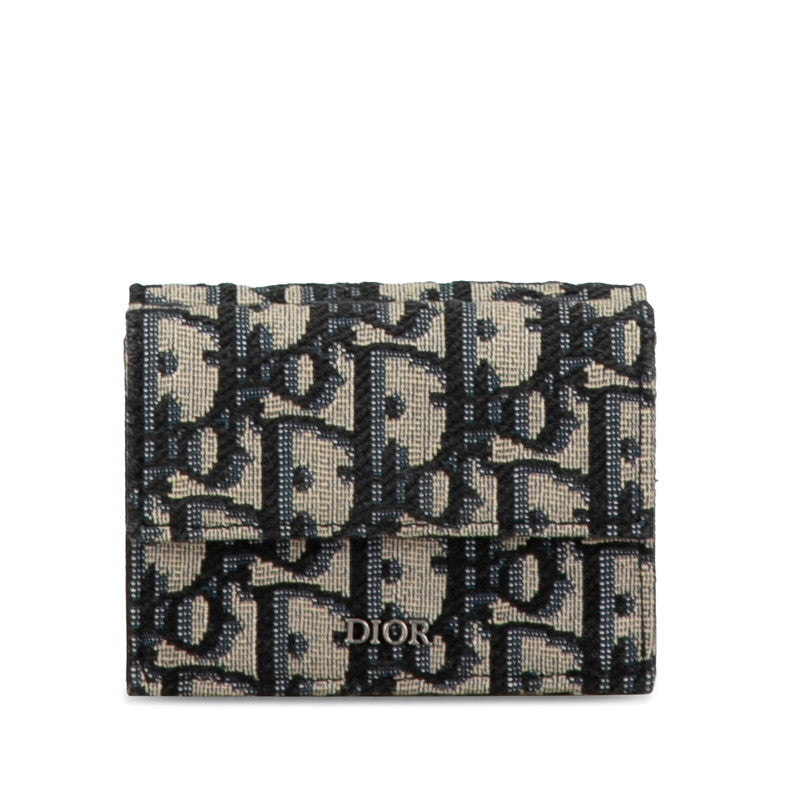 Dior Oblique Canvas Leather Trifold Wallet