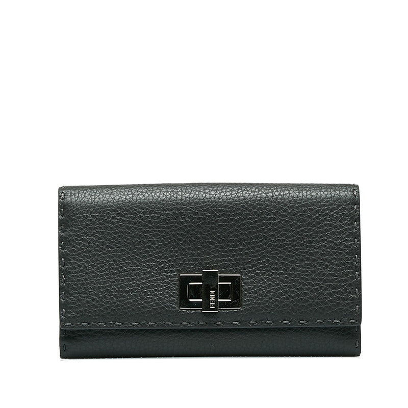 Fendi Peekaboo Selleria Leather Long Wallet Gray