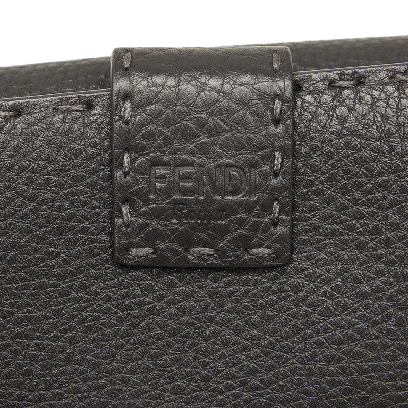 Fendi Peekaboo Selleria Leather Long Wallet Gray