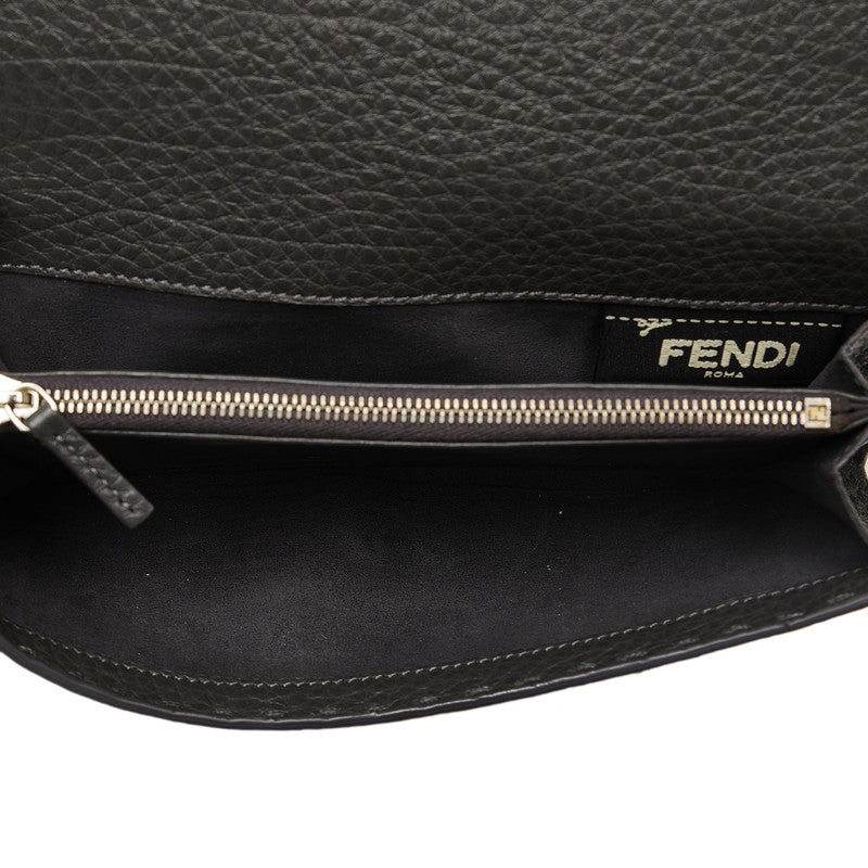 Fendi Peekaboo Selleria Leather Long Wallet Gray