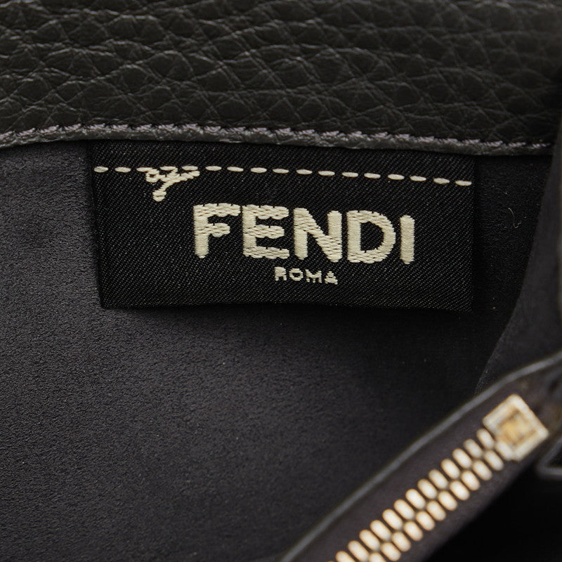 Fendi Peekaboo Selleria Leather Long Wallet Gray