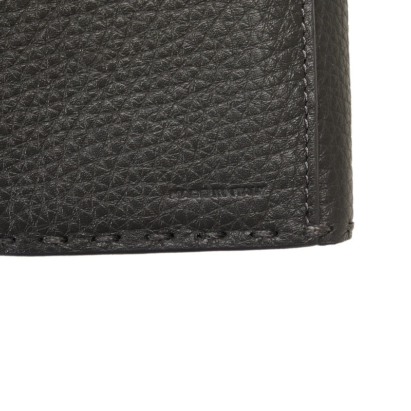 Fendi Peekaboo Selleria Leather Long Wallet Gray