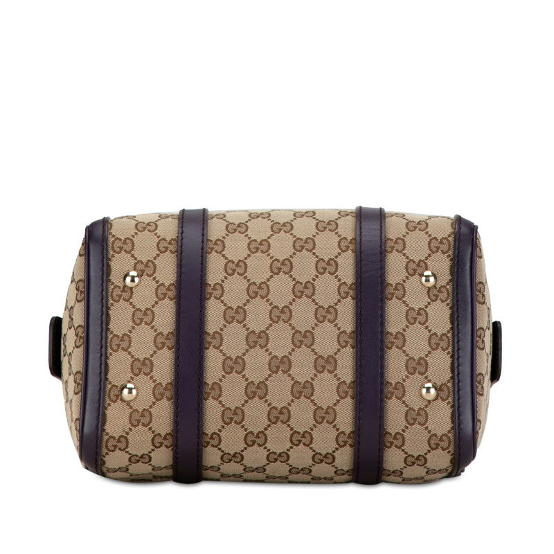 Gucci GG Canvas Mini Boston Bag 2WAY Beige Purple in Very Good Condition