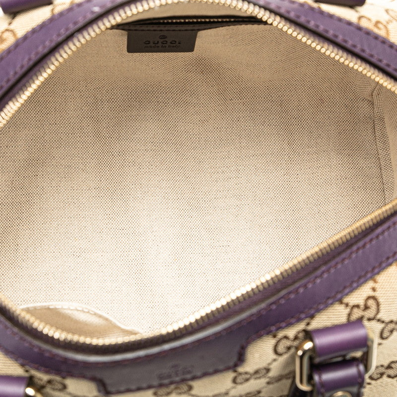 Gucci GG Canvas Mini Boston Bag 2WAY Beige Purple in Very Good Condition