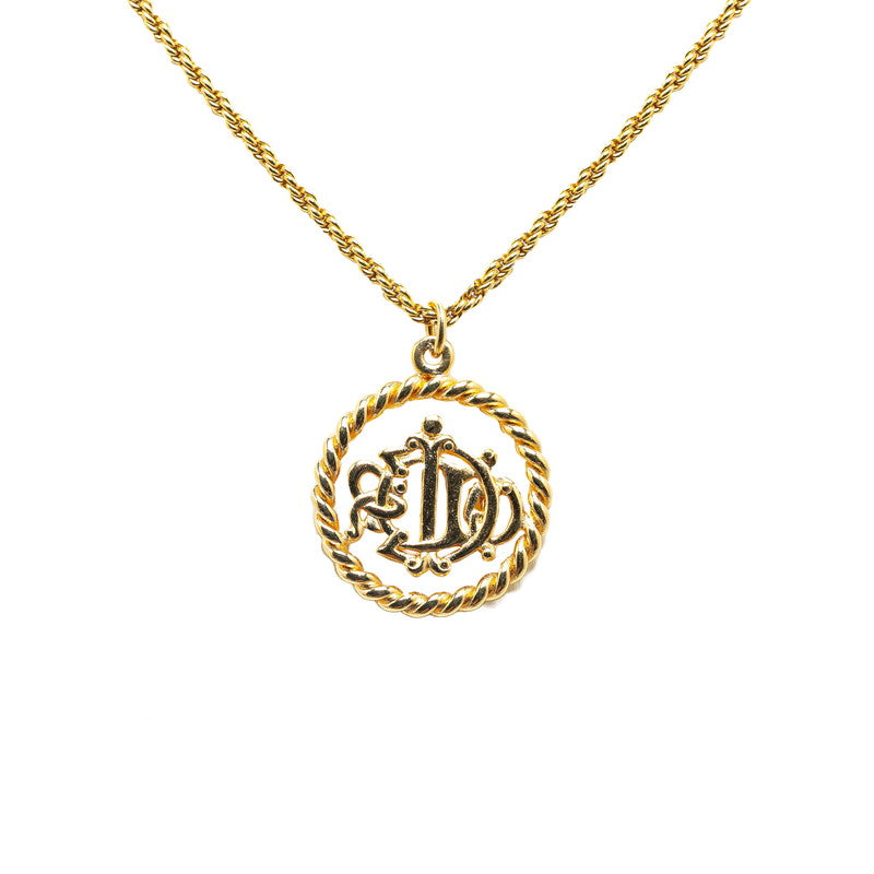 Dior Logo Twist Round Necklace Gold Plated in Great Condition