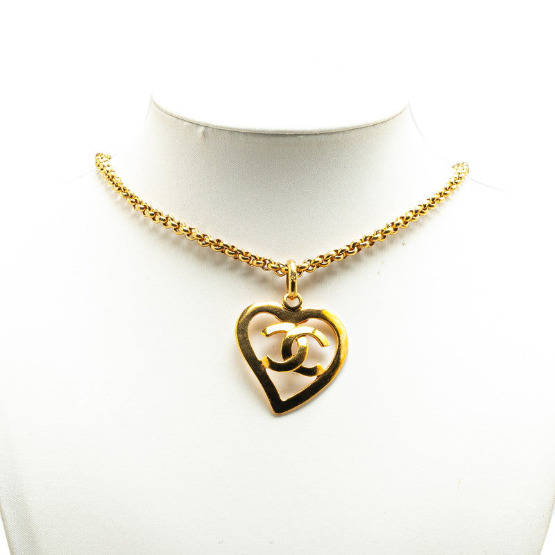 Chanel Vintage Heart Motif Necklace Gold