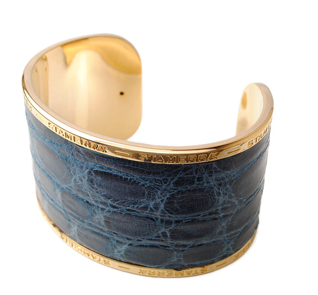 STAMERRA Crocodile Alloy Bangle/Bracelet, Large Size, Blue