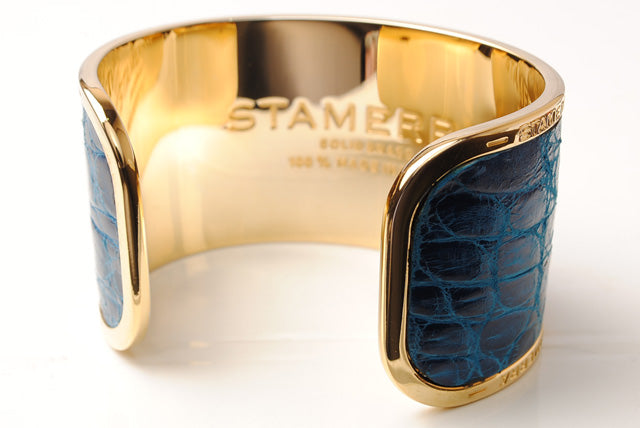 STAMERRA Crocodile Alloy Bangle/Bracelet, Large Size, Blue in Pristine Condition