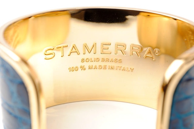 STAMERRA Crocodile Alloy Bangle/Bracelet, Large Size, Blue in Pristine Condition