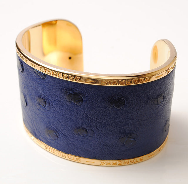 STAMERRA Ostrich Alloy Bangle/Bracelet, Adjustable, Cobalt Blue, Large in Pristine Condition