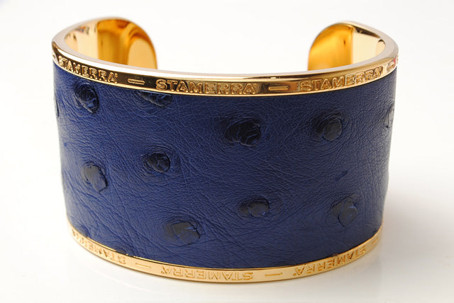 STAMERRA Ostrich Alloy Bangle/Bracelet, Adjustable, Cobalt Blue, Large in Pristine Condition