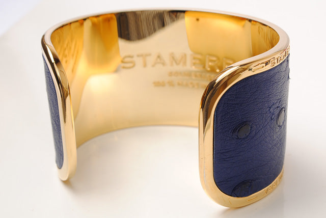 STAMERRA Ostrich Alloy Bangle/Bracelet, Adjustable, Cobalt Blue, Large in Pristine Condition