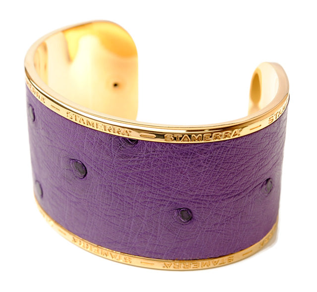 Stamerra Ostrich Alloy Bangle Bracelet Purple in Pristine Condition