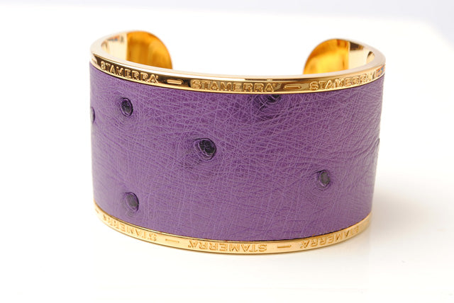 Stamerra Ostrich Alloy Bangle Bracelet Purple in Pristine Condition