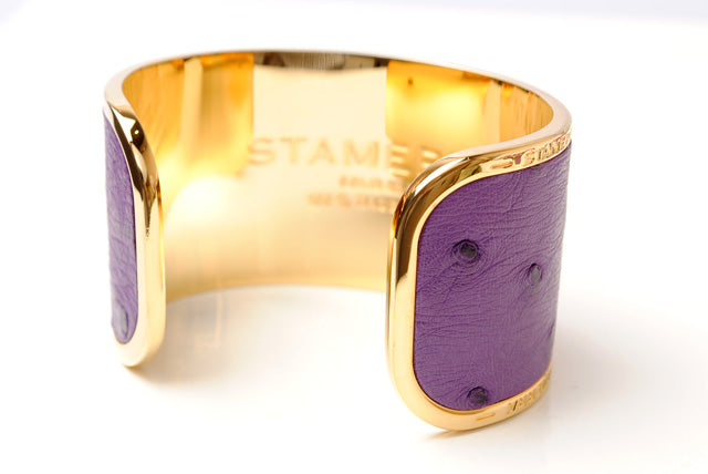 Stamerra Ostrich Alloy Bangle Bracelet Purple in Pristine Condition