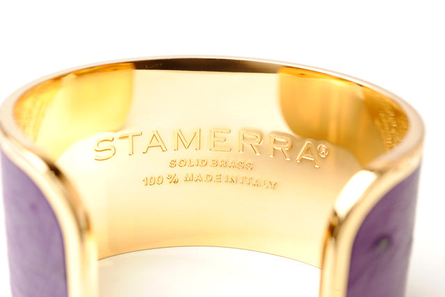 Stamerra Ostrich Alloy Bangle Bracelet Purple in Pristine Condition