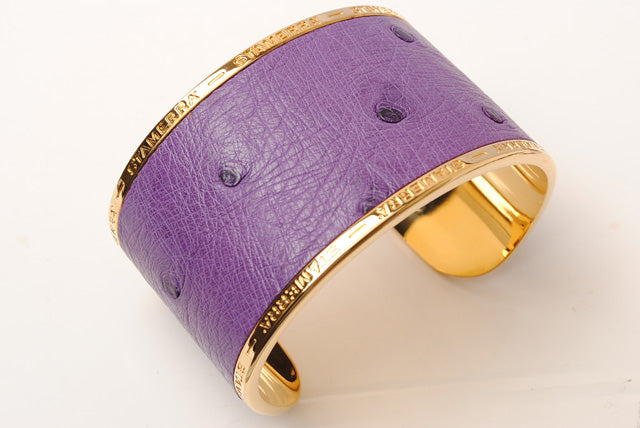 Stamerra Ostrich Alloy Bangle Bracelet Purple in Pristine Condition