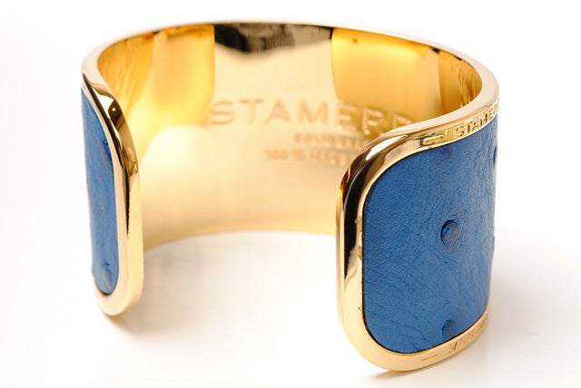 STAMERRA Ostrich Alloy Adjustable Bangle/Bracelet Blue in Pristine Condition