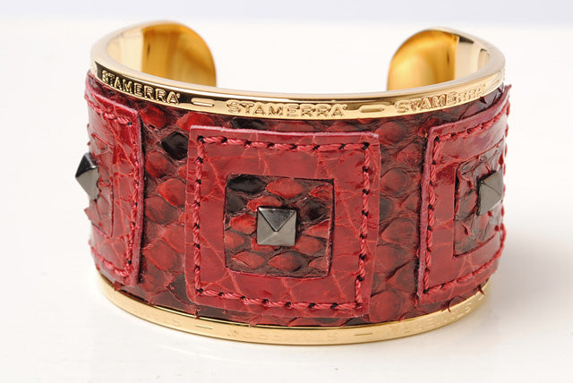 STAMERRA Bangle Bracelet Python Crocodile Alloy Large Size in Pristine Condition