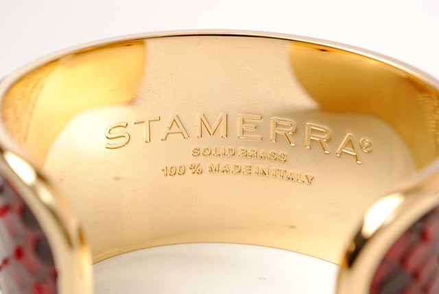 STAMERRA Bangle Bracelet Python Crocodile Alloy Large Size in Pristine Condition