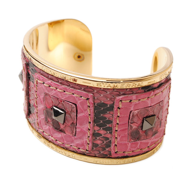 STAMERRA Python/Crocodile Alloy Bangle/Bracelet, Large Size, Rose, st-18-047 in Pristine Condition