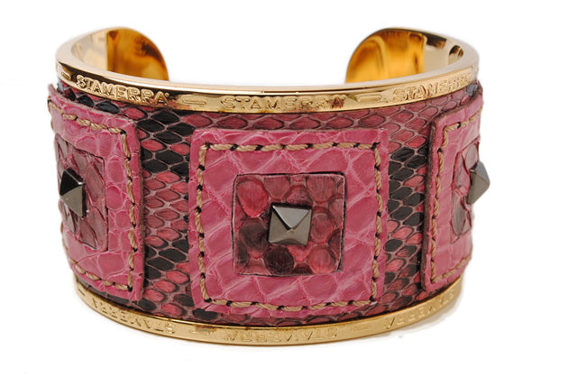 STAMERRA Python/Crocodile Alloy Bangle/Bracelet, Large Size, Rose, st-18-047 in Pristine Condition