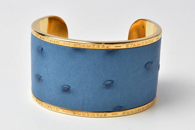 STAMERRA Ostrich Alloy Bangle Bracelet, Large Size, Light Blue in Pristine Condition