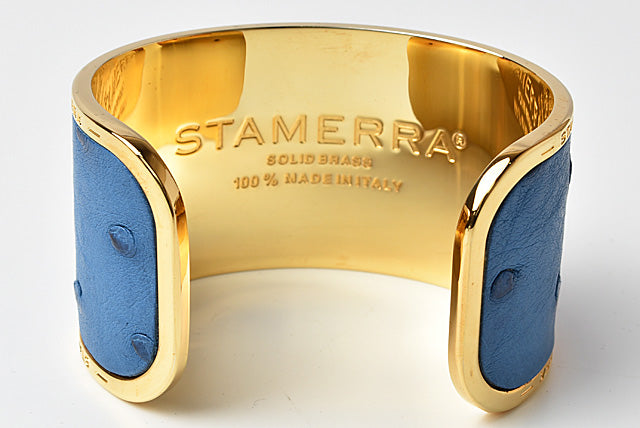 STAMERRA Ostrich Alloy Bangle Bracelet, Large Size, Light Blue in Pristine Condition