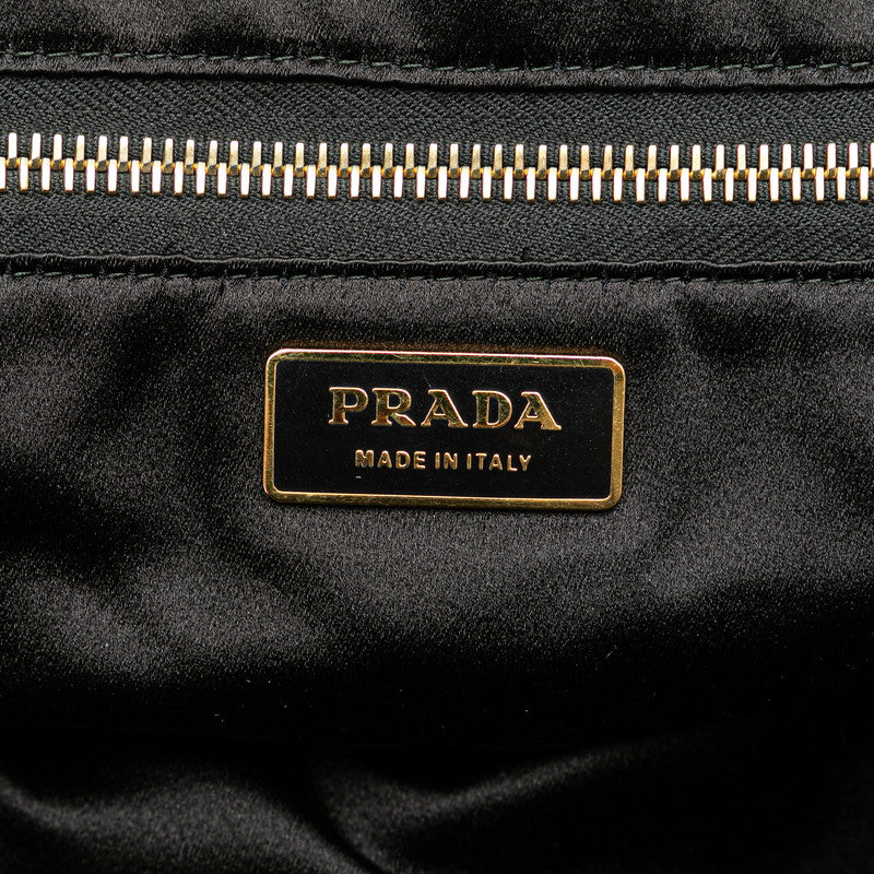 Prada Sequin Enamel Triangle Logo Plate Border Tote Bag in Great Condition