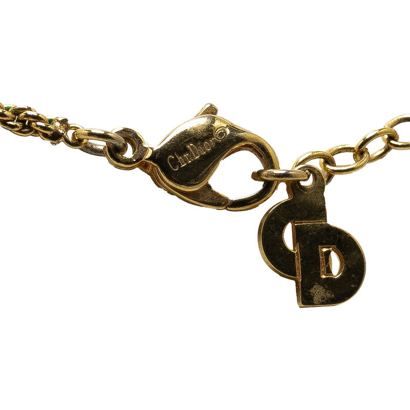 Dior CD Logo Rhinestone Chain Necklace Gold Plated