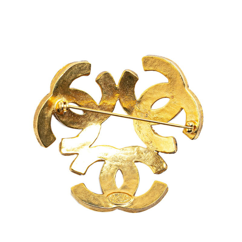 Chanel Vintage Triple Coco Mark Brooch Gold