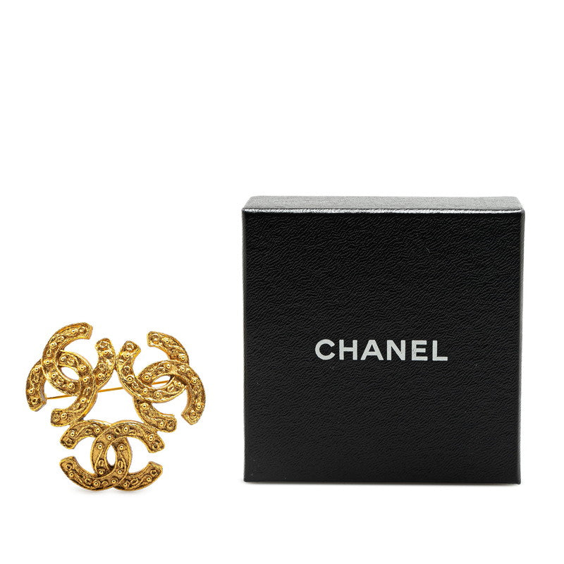 Chanel Vintage Triple Coco Mark Brooch Gold