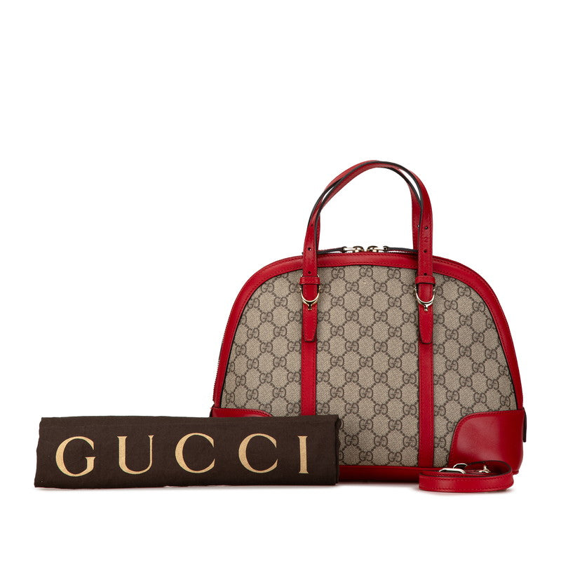 Gucci GG Supreme 2WAY Handbag Shoulder Bag Beige Red PVC Leather