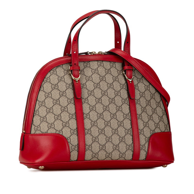 Gucci GG Supreme 2WAY Handbag Shoulder Bag Beige Red PVC Leather