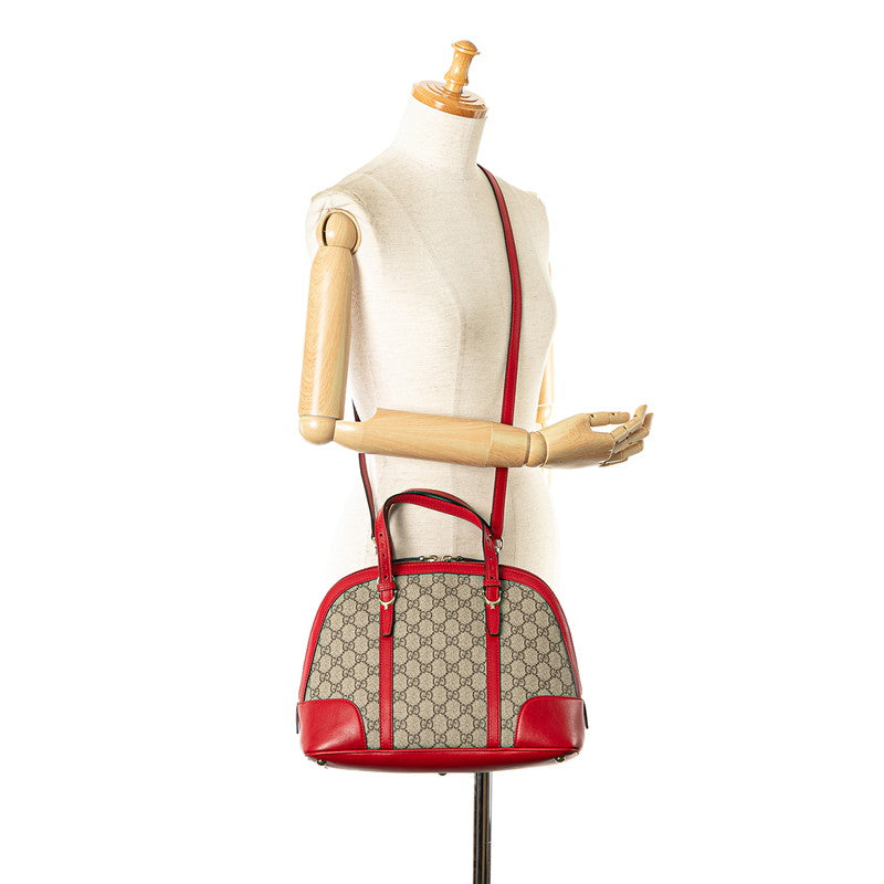 Gucci GG Supreme 2WAY Handbag Shoulder Bag Beige Red PVC Leather