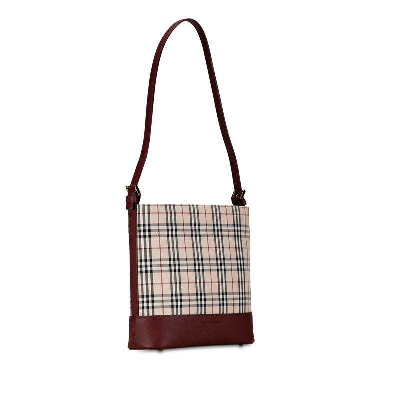 Burberry Nova Check Canvas Leather Shoulder Bag in Very Good Condition